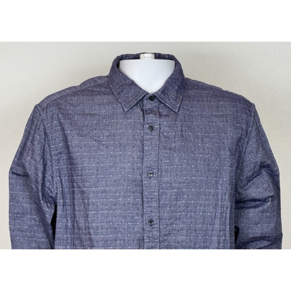 Michael Kors Mens Quilted Polka Dot Long Sleeve Shirt Shacket 2XL XXL Chambray